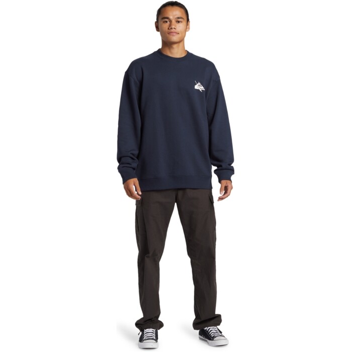 2024 Quiksilver Mens DNA Petroglyph Crew Sweatshirt AQYFT03374 - Dark Navy